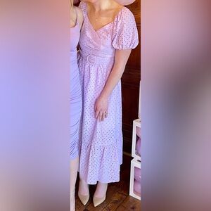 Elegant Lilac Eyelet Dress